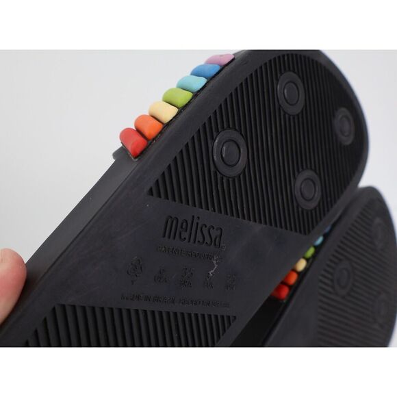 Melissa Women's Beach Sandal Size 7 Scented Slide Black Rainbow Rubber Shoe - Picture 9 of 10